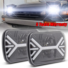 5X7" 7x6" LED Headlight Halo DRL For Dodge Ram 50 D150 D250 D350 W150 W250 W350