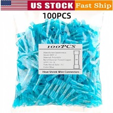 Blue100Pcs 16-14AWG Heat Shrink Wire Butt Connectors Waterproof Splice Terminals
