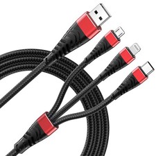 VANOVEI USB C Multi Charger Cable, 2 Pack 4ft Charging Cord,USB A Red