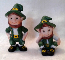 Vintage Set of 2 Lefton Leprechauns/Pixies Figurines #7547