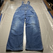 Vtg Osh Kosh B'gosh Sanforized Vestbak Denim Bib Work Overalls 32x29 Distressed