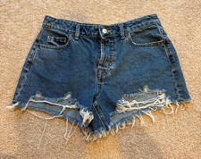 Junior's Blue Distressed Jean Shorts, 3 inch inseam, Sz 25