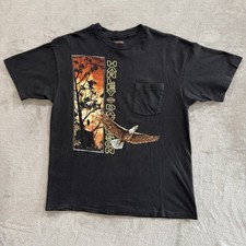 Vintage Harley Davidson Pocket T-shirt Eagle Made In USA Single stitch black L