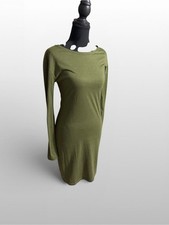 Pink Lily Olive Green Bodycon Mini Dress Long Sleeve Stretch M