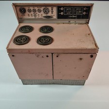 Vintage 1950's Wolverine Pink Tin Metal Toy Litho Stove Oven 12" High