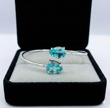 Paraiba Tourmaline Gemstone Sterling Silver Handmade Jewelry New Cuff  Bracelet