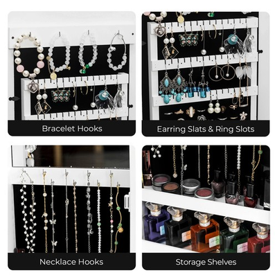 #ad Simple PVC Wood Grain Coating Photo Storage Damp proof Jewelry Mirror Cabinet $59.99