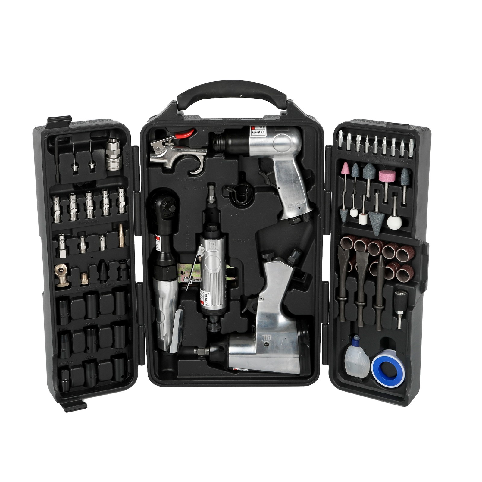 71-Piece Air Tool Kit Impact Wrench Ratchet Grinder Hammer Hose Fittings Case