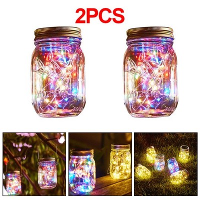 2 Stück Solar Hängende Lampe Flasche Landschaft Lichter LED Laterne Garten IP68