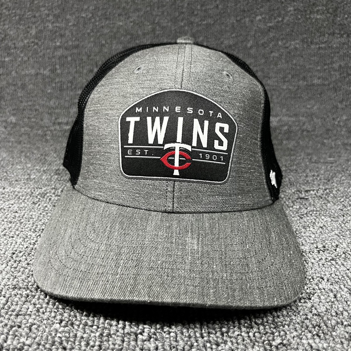 Minnesota Twins '47 Brand Trucker Hat Snapback Gray Black Mesh EST 1901 Patch