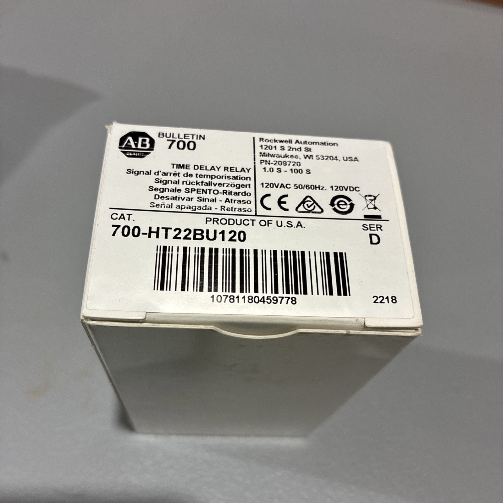 700-HT22BU24 SIGNAL OFF DELAY SER B ALLEN BRADLEY LOT OF [1] NEW