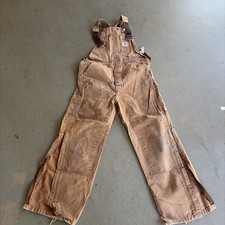 Carhartt Bib Overalls R37 BRN Brown Canvas RN14806 Workwear Duck Chore Men 34x32