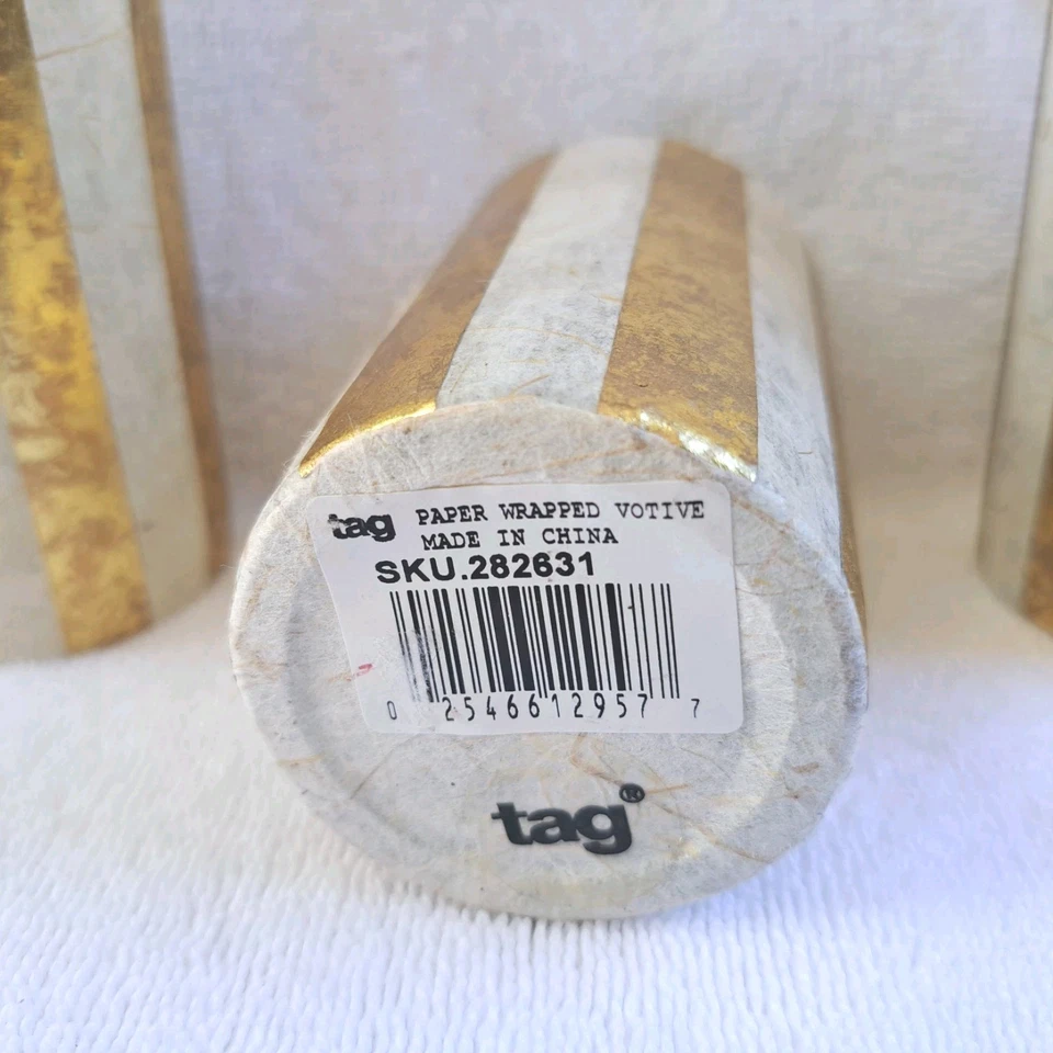 4 candelabros votivos envueltos en papel morera decoración navideña 3,75" T Foto 3 de 4