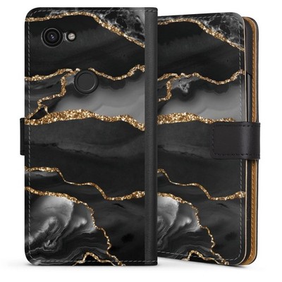 Klapphülle für Google Pixel 3a Glitzer Look Marmor Muster