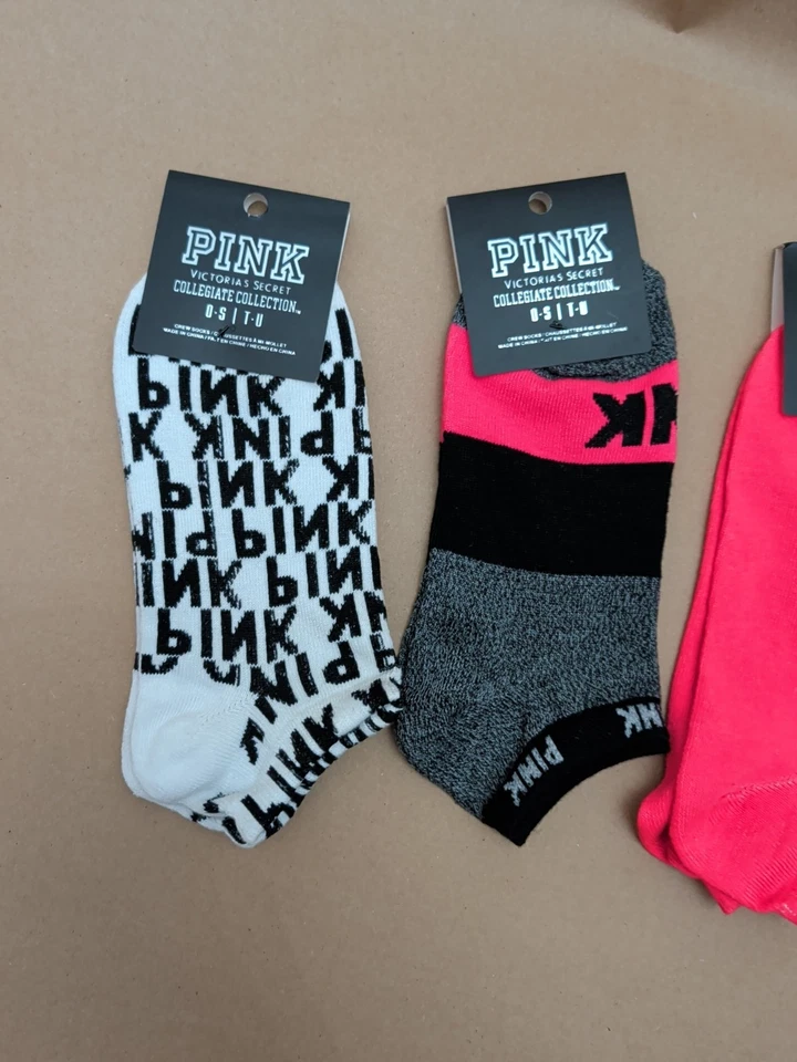 Nuevo Victoria's Secret ROSA Calcetines Bajos 4 Pares Rojo Rosa y Morado  Foto 2 de 3