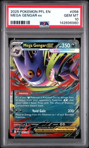 2025 POKEMON PFL EN-PHANTASMAL FLAMES #056 MEGA GENGAR EX PSA 10