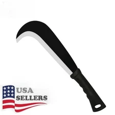 Heavy Duty Curved Knife Manganese Steel Blade Black Plastic Handle for Gardening