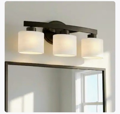 allen + roth Merington 21.5-in 3-Light Brushed Bronze Transitional Vanity Light