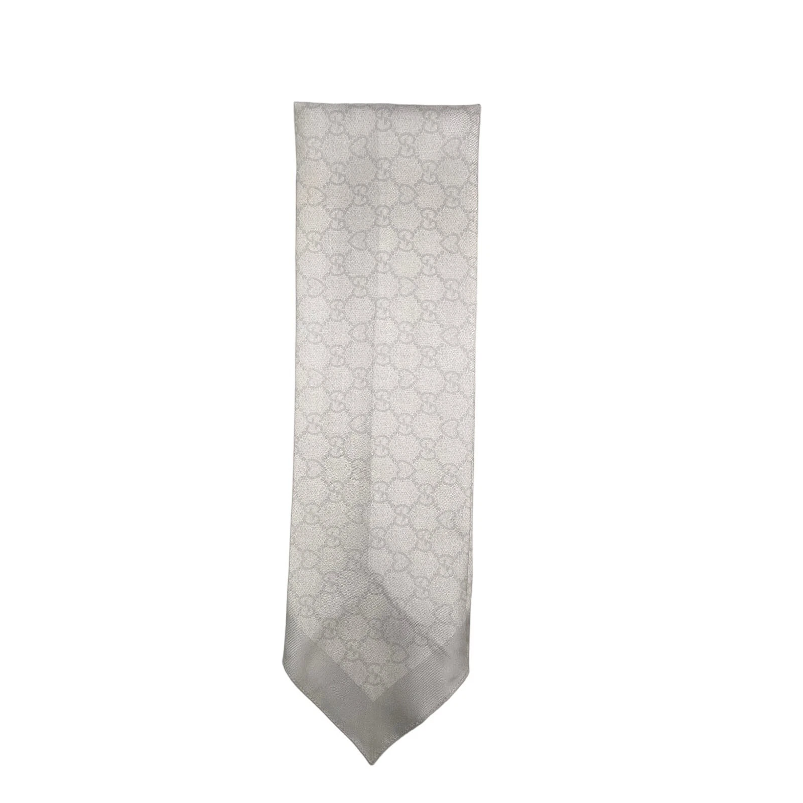 Gucci foulard en soie femme 84x11,5 cm gris ivoire monogramme logo GG motif classique