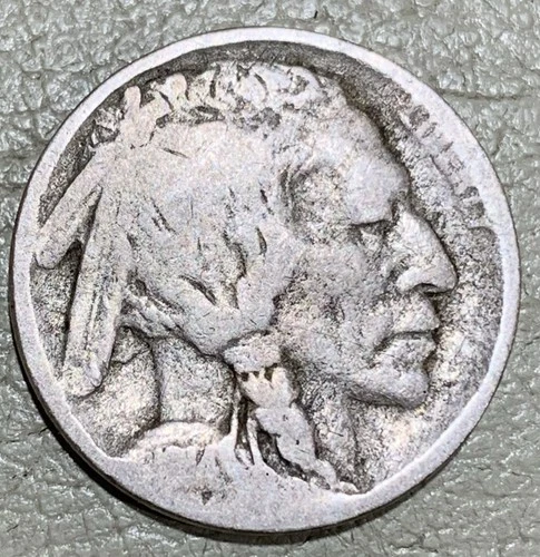 1914d Buffalo nickel, nice original GOOD condition coin partial date full rev mm