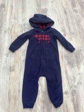 Carter’s One Piece Bear Warm Romper Cozy Size 18 Month Plaid