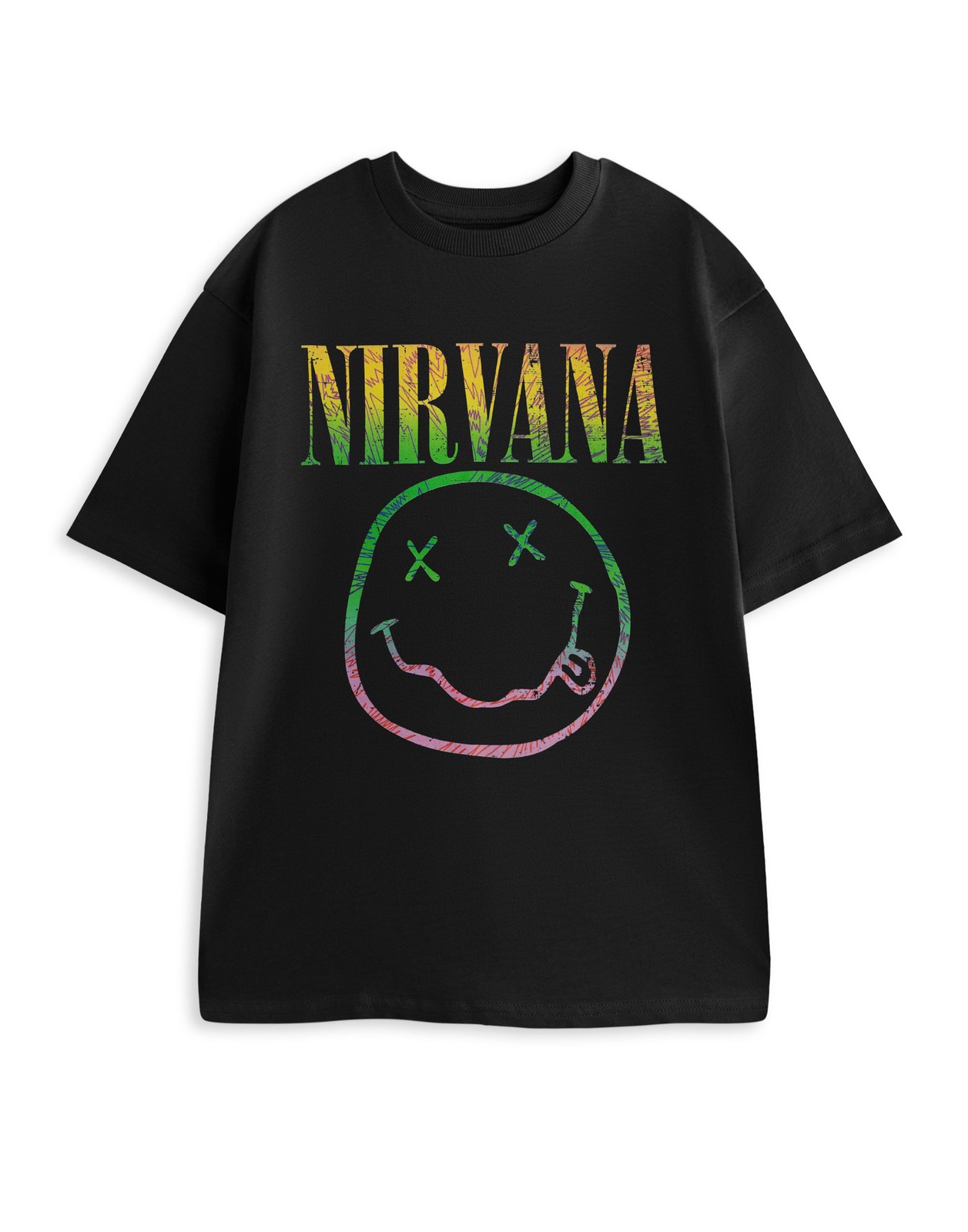 Nirvana Schwarz Rainbow Kurzärmeliges T-Shirt Unisex Erwachsene