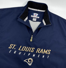 St. Louis Rams Reebok NFL 1/4 Zip Windbreaker Mens S Blue Mesh Lined