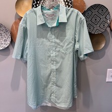 Nick Graham Everywhere Mens XL Short Sleeve Button Down Shirt Teal Geometric Dot