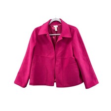 Chico's Blazer Jacket Women 2 US L Pink Open Front Collared Pockets Lined Loe