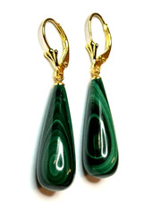 Earrings Natural Malachite Silver 925