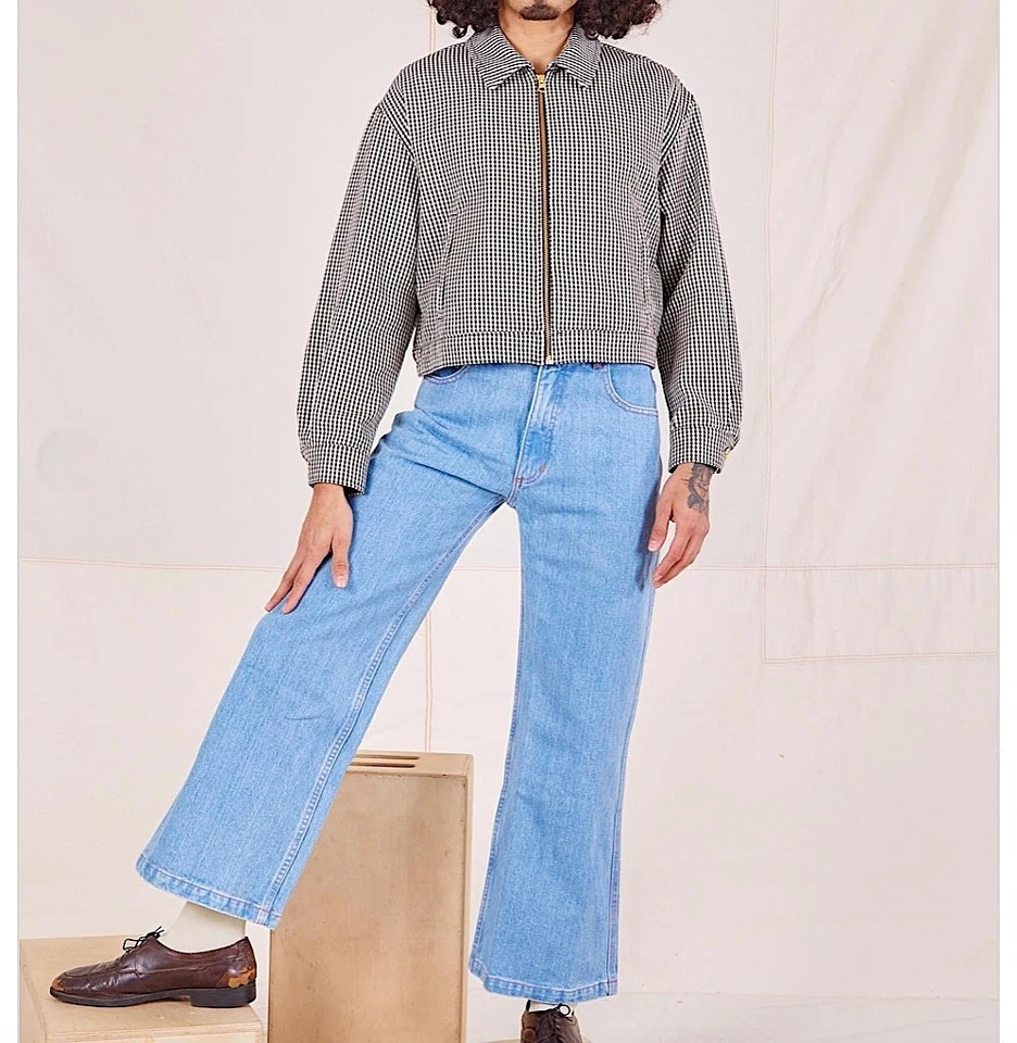 BIG BUD PRESS Ricky Checked Flight Jacket Unisex 2X Black & White Retro 50s Zip - Image 3 of 4