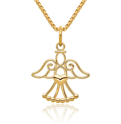 Halskette 14 Karat massiv Gelbgold Schutzengelsflügel