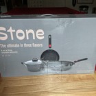 DMES 3-Piece Non-Stick Iron Cookware Set Wok Soup Pot Frying Pan Gray
