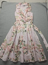Shelby & Palmer Dress Women's Size 6 Pink Floral Roses Tie Back Easter Spring