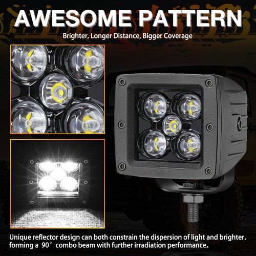 Pair 3" / 2" LED Light Cube Pods Spot Flood Driving Fog Lamp Offroad For Jeep US - Picture 33 of 41