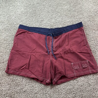 LL Bean Swim Trunks Mens Extra Large Red Blue Bathing Suit Outdoors FLAW