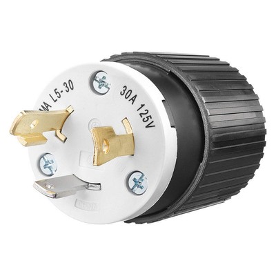 BRYANT 70530NP Locking Plug,Black/Wht,125VAC,2.0 HP,30A 49YX23