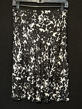 Size 10 EUC Vintage Lauren Ralph Lauren Black White Floral Lined 100 Silk Skirt