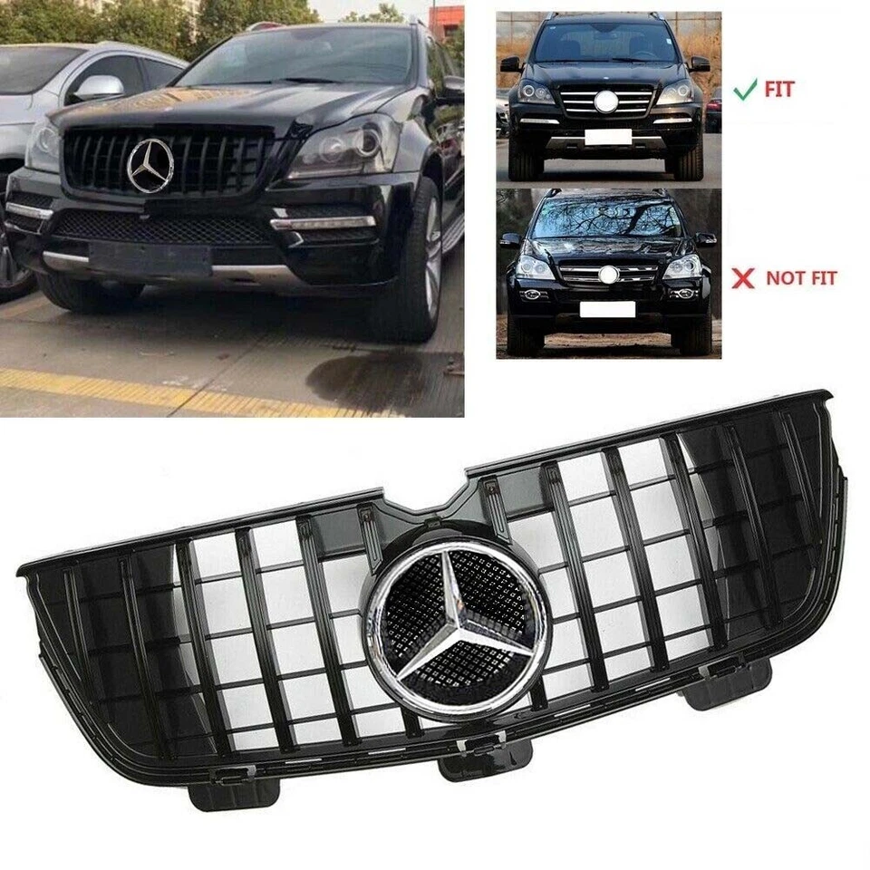 GL350 GL450 X164 Parrilla GT Todo Negro Estilo 2010 2011 2012 Cromo Estrella Nuevo Foto 4 de 4