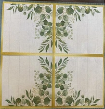 TWO Individual Lunch  Napkins For Decoupage.  Green And Gold  Leaves Design