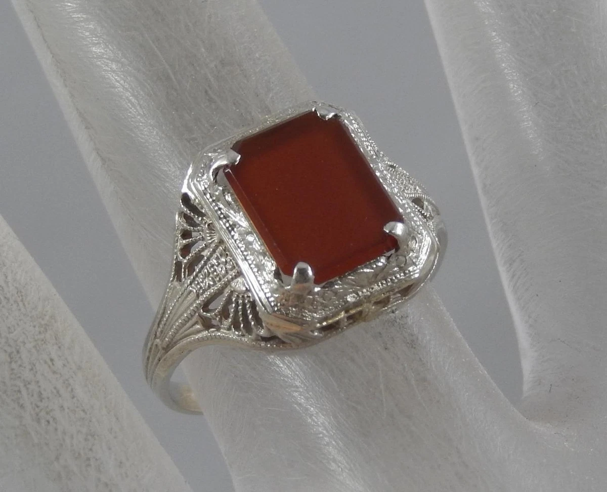 White gold carnelian ring sale