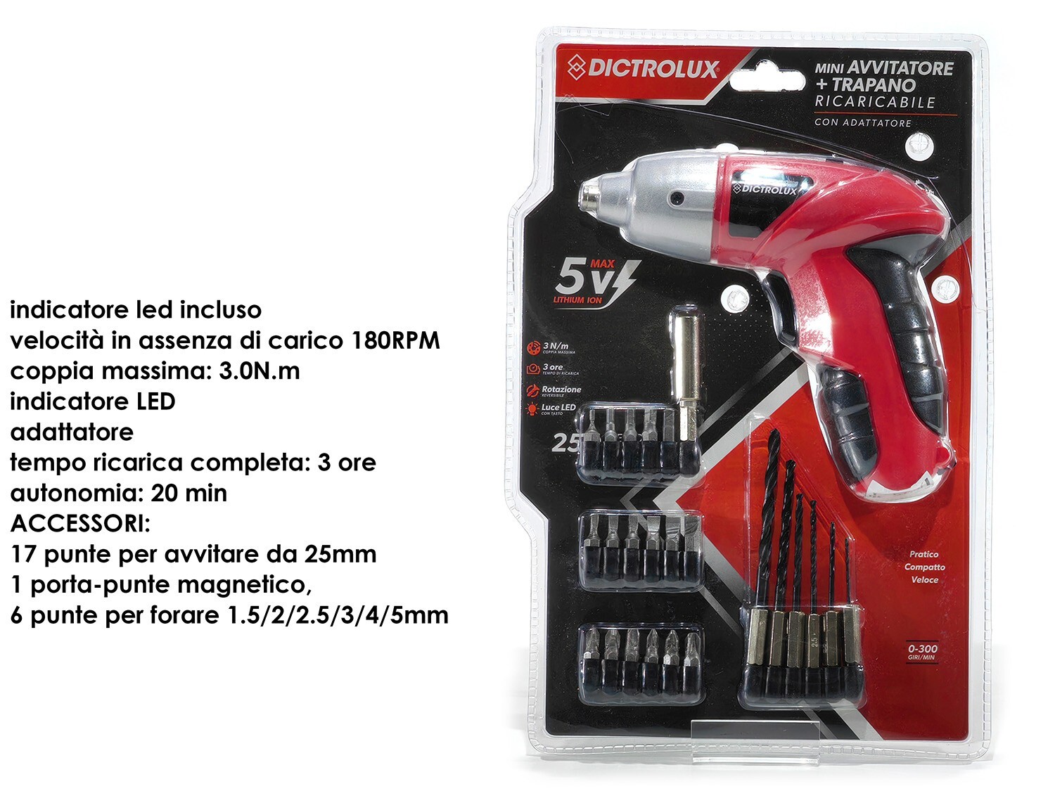 mini avvitatore + trapano a batteria ricaricabile