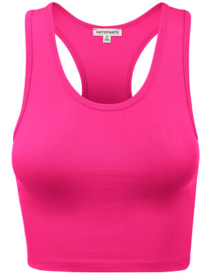Women Premium Cotton Breathable Basic Sleeveless Racerback Crop Tank Top