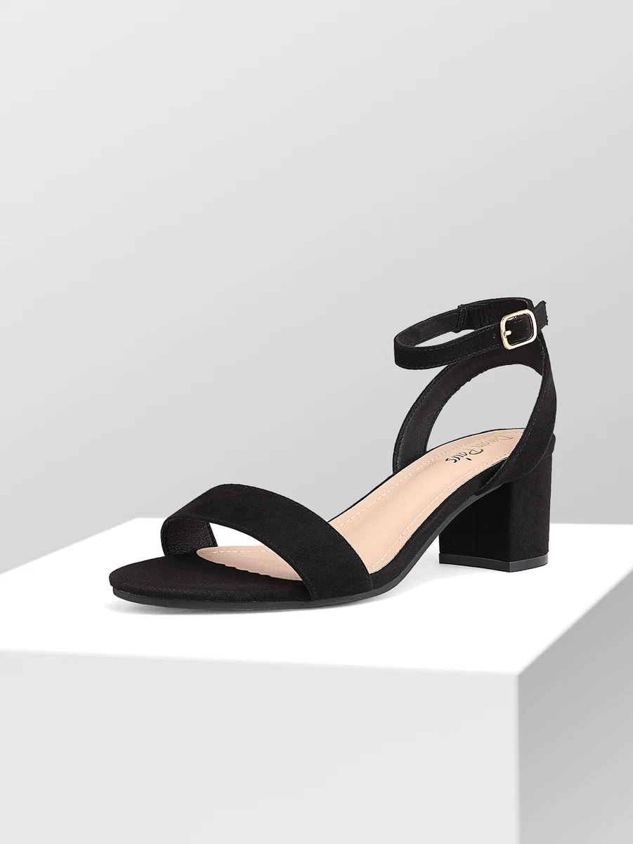 Summer Sandals Women Ankle Strap Open Toe Low Chunky Block Heel