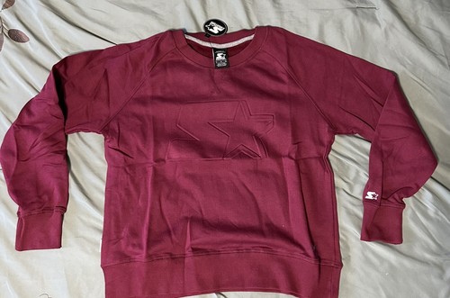 Brand New Large Unisex Red STARTER Long Sleeve Crewneck Sweatshirt With Logo