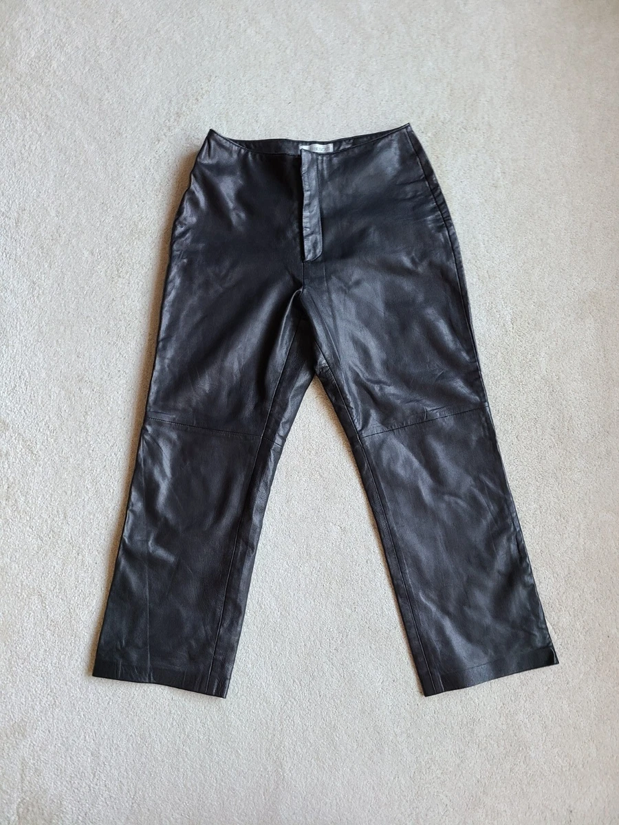 HUGO BUSCATI Collection Women s Size 8 Cropped Black Leather Pants Lined