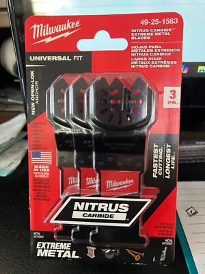 Milwaukee 49-25-1563 Nitrus Carbide 3pk Extreme Metal Oscillating Blade New