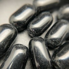 Vintage 1970's Tube Smooth Black Czech Glass Beads 8x14mm BLKCG25