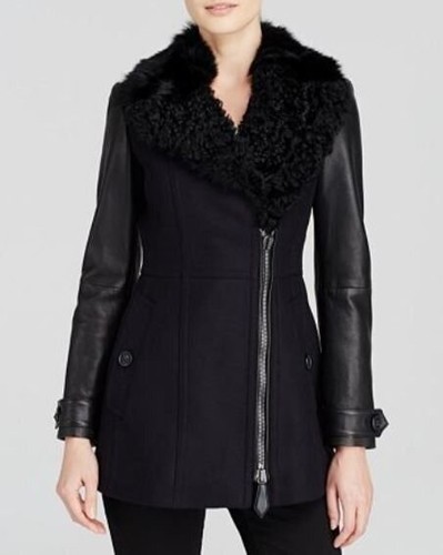 Burberry Brit Gradbridge Genuine Shearling Leather Trim Coat 2 US $1,995 - Picture 4 of 10