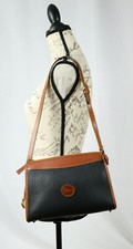 Dooney  Bourke Rare Vintage AWL Leather Shoulder Satchel Black British Tan